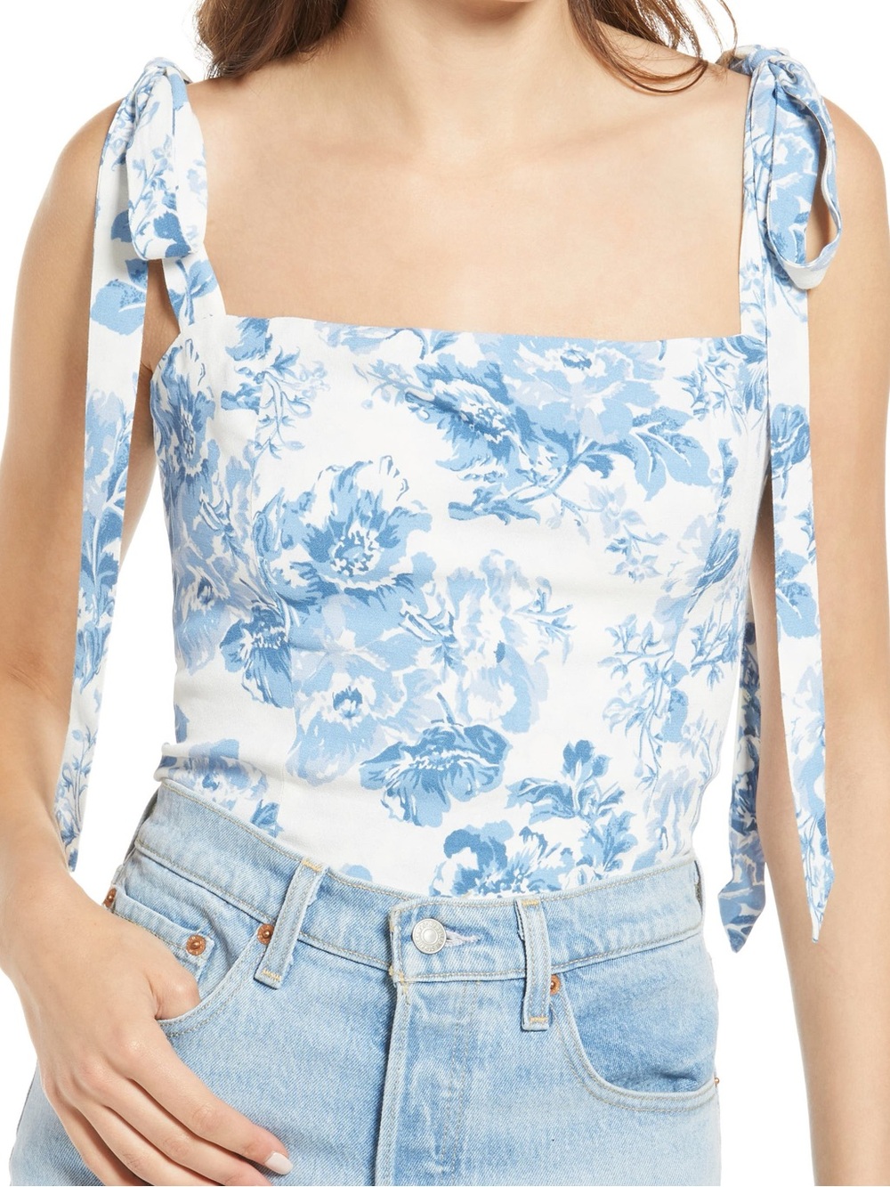 Reformation Ellora Tie-Strap Tank In Olympia Blue